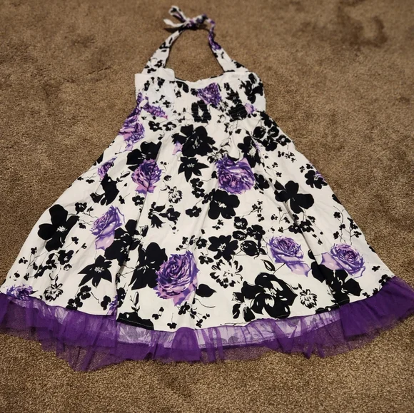 Women's 2XL Halter Style Floral Print Mini Dress - Picture 15 of 16